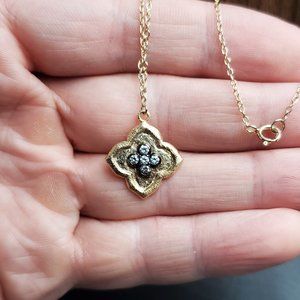 18 Inch Gold Over Sterling Silver Unique Shape CZ Pendant Necklace